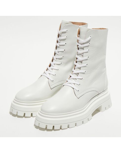 Boots en Cuir Bedford Sleek blanches - Talon 5 cm